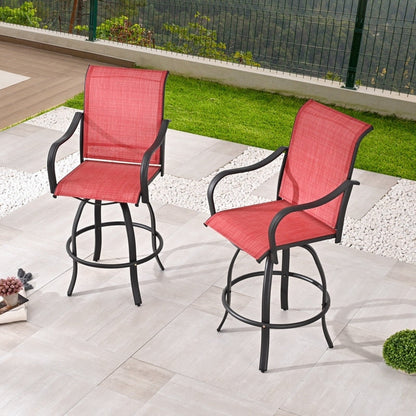 Chaise de bar à dossier haut et pivotante en métal pour extérieur, modèle Patio Festival (lot de 2)