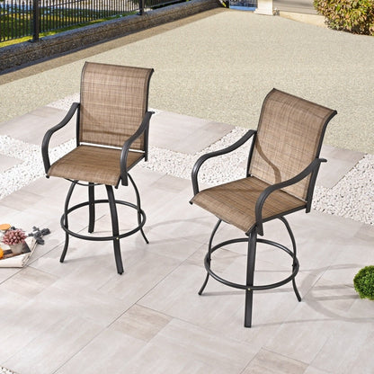 Chaise de bar à dossier haut et pivotante en métal pour extérieur, modèle Patio Festival (lot de 2)