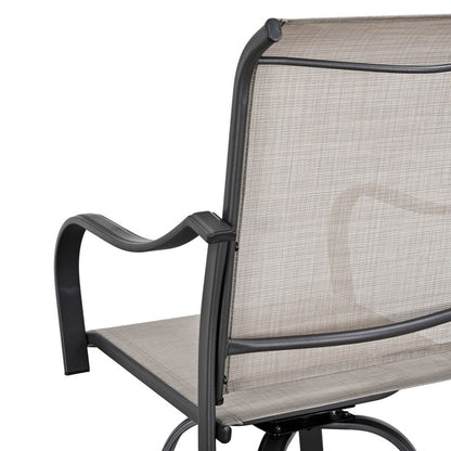 Chaise de bar à dossier haut et pivotante en métal pour extérieur, modèle Patio Festival (lot de 2)