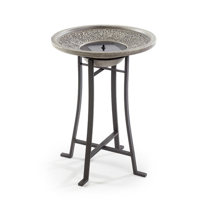 Baignoire pour oiseaux Perello intelliSOLAR en ciment clair avec télécommande - Gris patiné