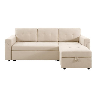 Canapé d'angle réversible avec lit escamotable, chaise longue avec rangement intégré, pieds robustes,