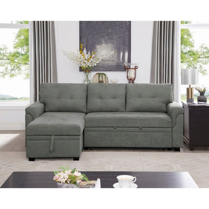 Canapé d'angle réversible avec lit escamotable, chaise longue avec rangement intégré, pieds robustes,