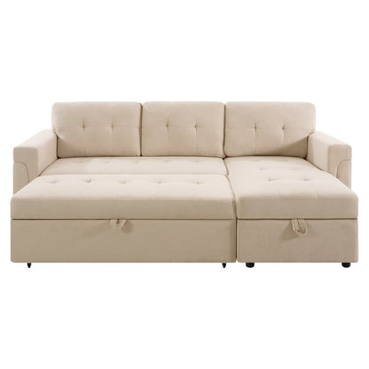 Canapé d'angle réversible avec lit escamotable, chaise longue avec rangement intégré, pieds robustes,