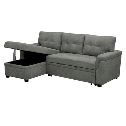 Canapé d'angle réversible avec lit escamotable, chaise longue avec rangement intégré, pieds robustes,