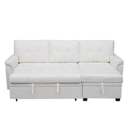 Canapé d'angle réversible avec lit escamotable, chaise longue avec rangement intégré, pieds robustes,