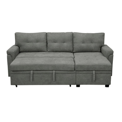 Canapé d'angle réversible avec lit escamotable, chaise longue avec rangement intégré, pieds robustes,