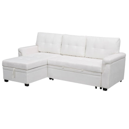 Canapé d'angle réversible avec lit escamotable, chaise longue avec rangement intégré, pieds robustes,
