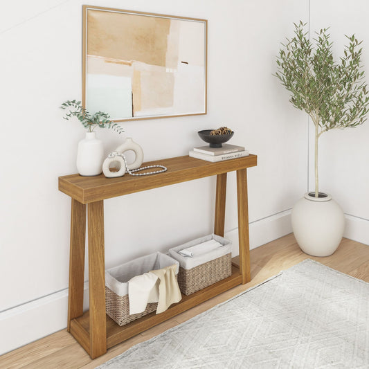 Table console classique à l'ancienne avec étagère - 46