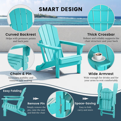 Polytrends Laguna Fauteuils de jardin pliants Adirondack résistants aux intempéries (lot de 2)