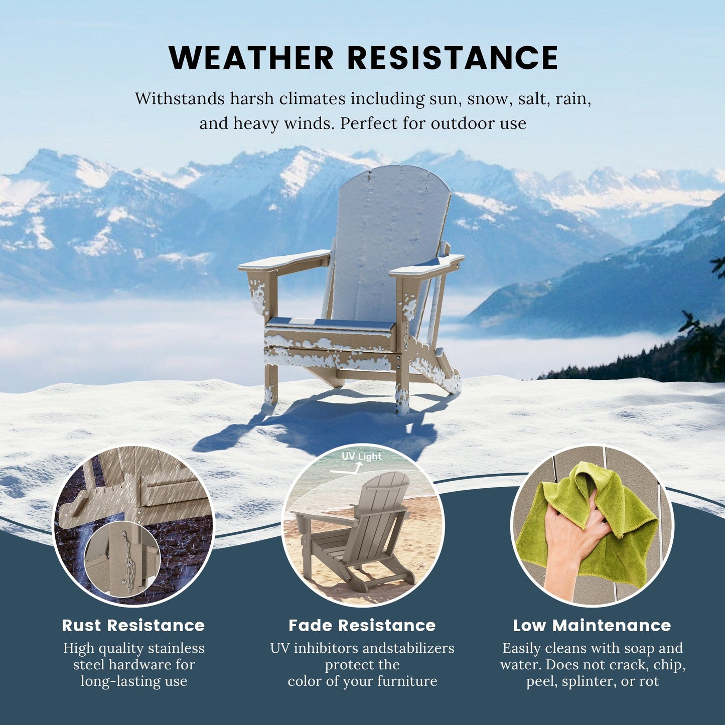 Polytrends Laguna Fauteuils de jardin pliants Adirondack résistants aux intempéries (lot de 2)