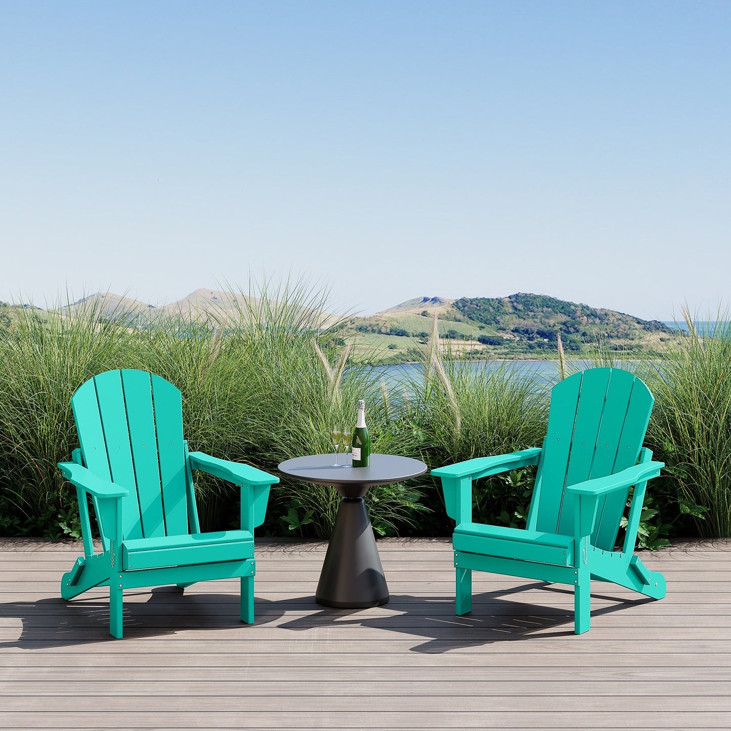 Polytrends Laguna Fauteuils de jardin pliants Adirondack résistants aux intempéries (lot de 2)