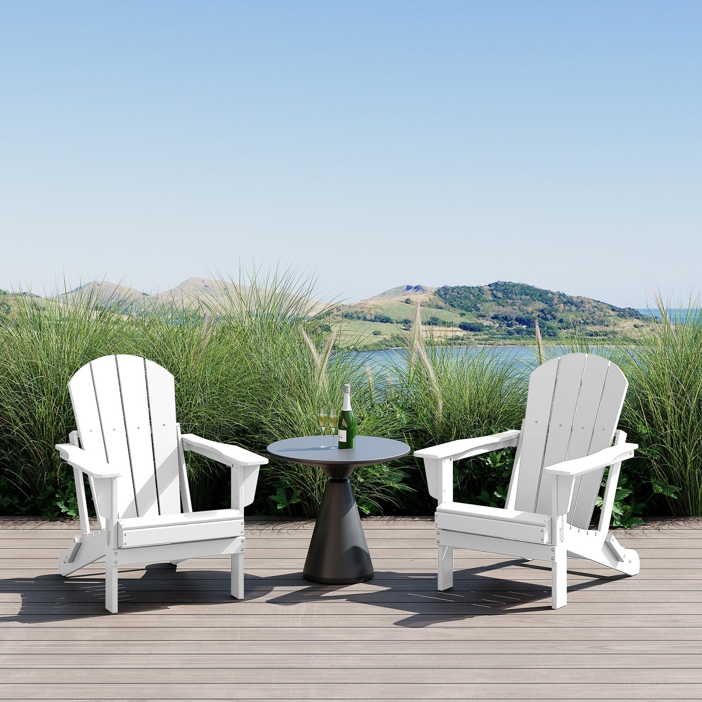 Polytrends Laguna Fauteuils de jardin pliants Adirondack résistants aux intempéries (lot de 2)