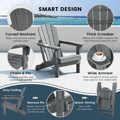 Polytrends Laguna Fauteuils de jardin pliants Adirondack résistants aux intempéries (lot de 2)