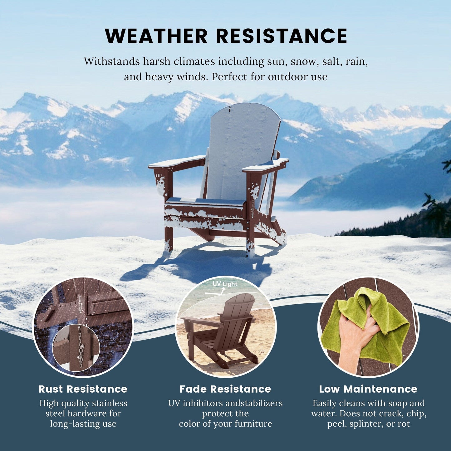 Polytrends Laguna Fauteuils de jardin pliants Adirondack résistants aux intempéries (lot de 2)