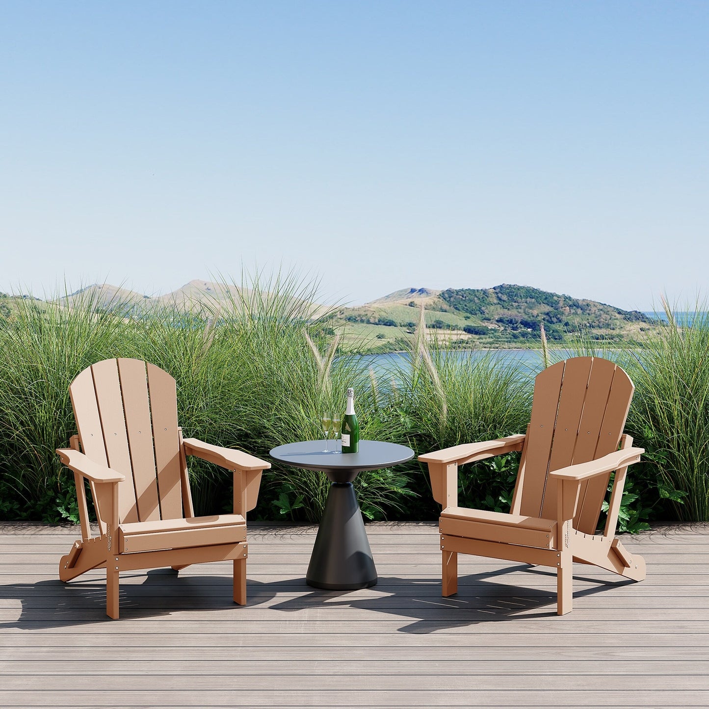 Polytrends Laguna Fauteuils de jardin pliants Adirondack résistants aux intempéries (lot de 2)