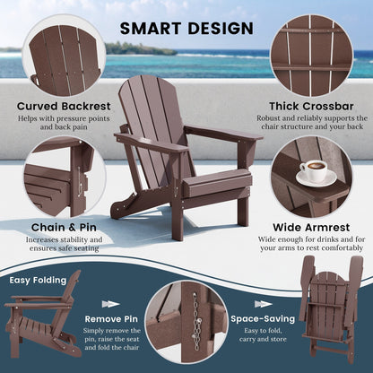 Polytrends Laguna Fauteuils de jardin pliants Adirondack résistants aux intempéries (lot de 2)