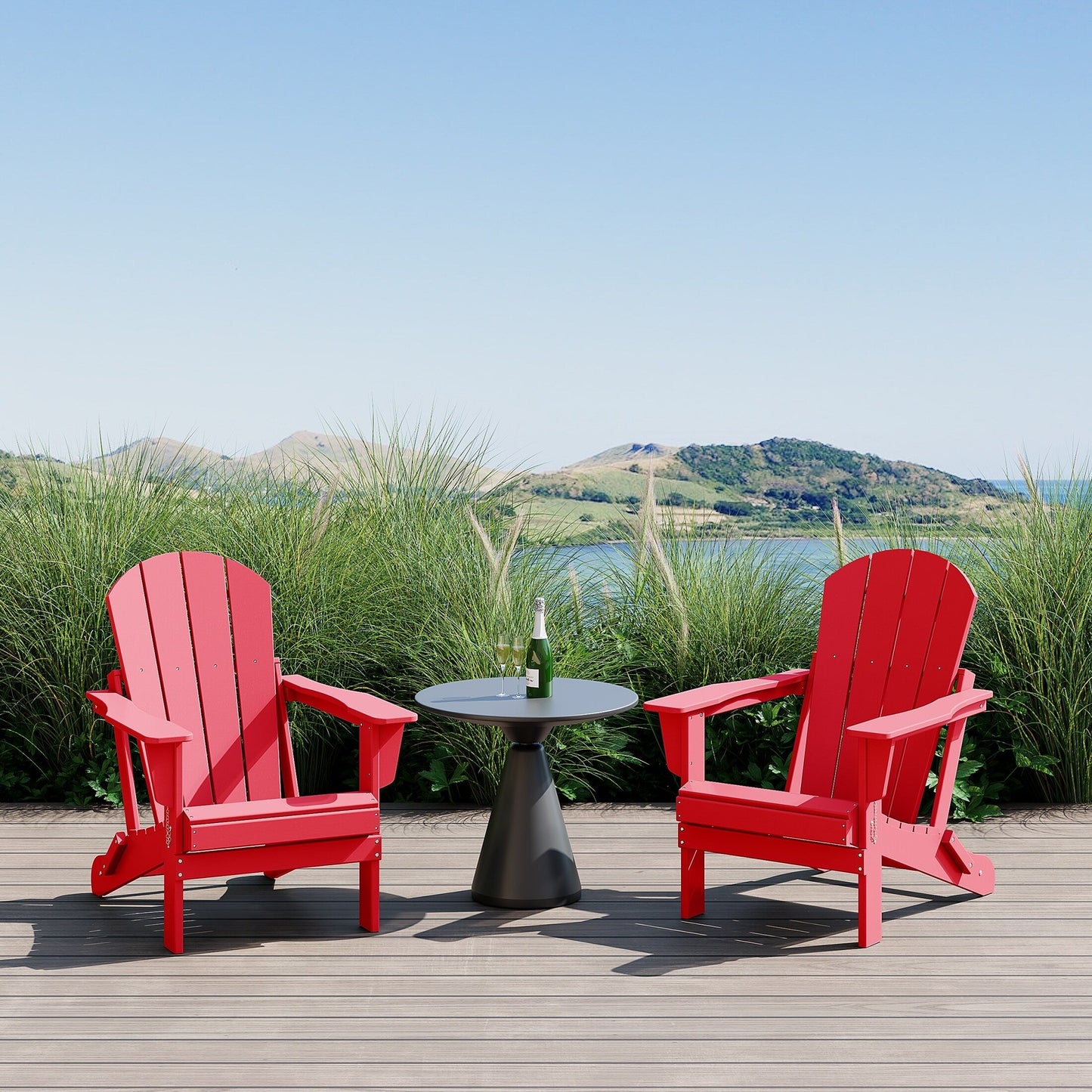 Polytrends Laguna Fauteuils de jardin pliants Adirondack résistants aux intempéries (lot de 2)