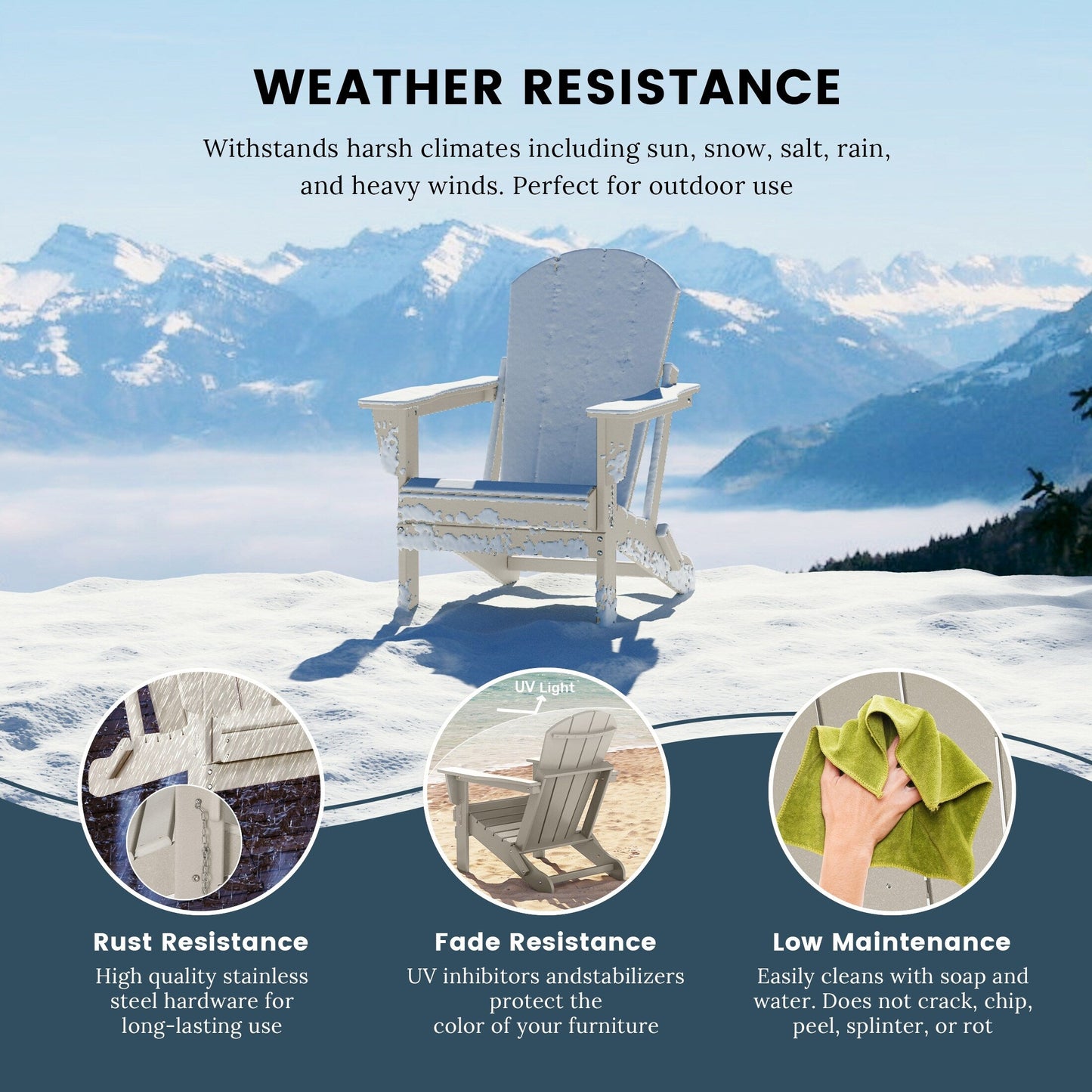 Polytrends Laguna Fauteuils de jardin pliants Adirondack résistants aux intempéries (lot de 2)