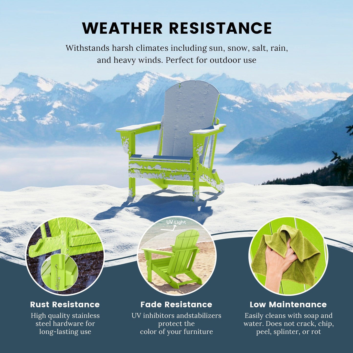 Polytrends Laguna Fauteuils de jardin pliants Adirondack résistants aux intempéries (lot de 2)