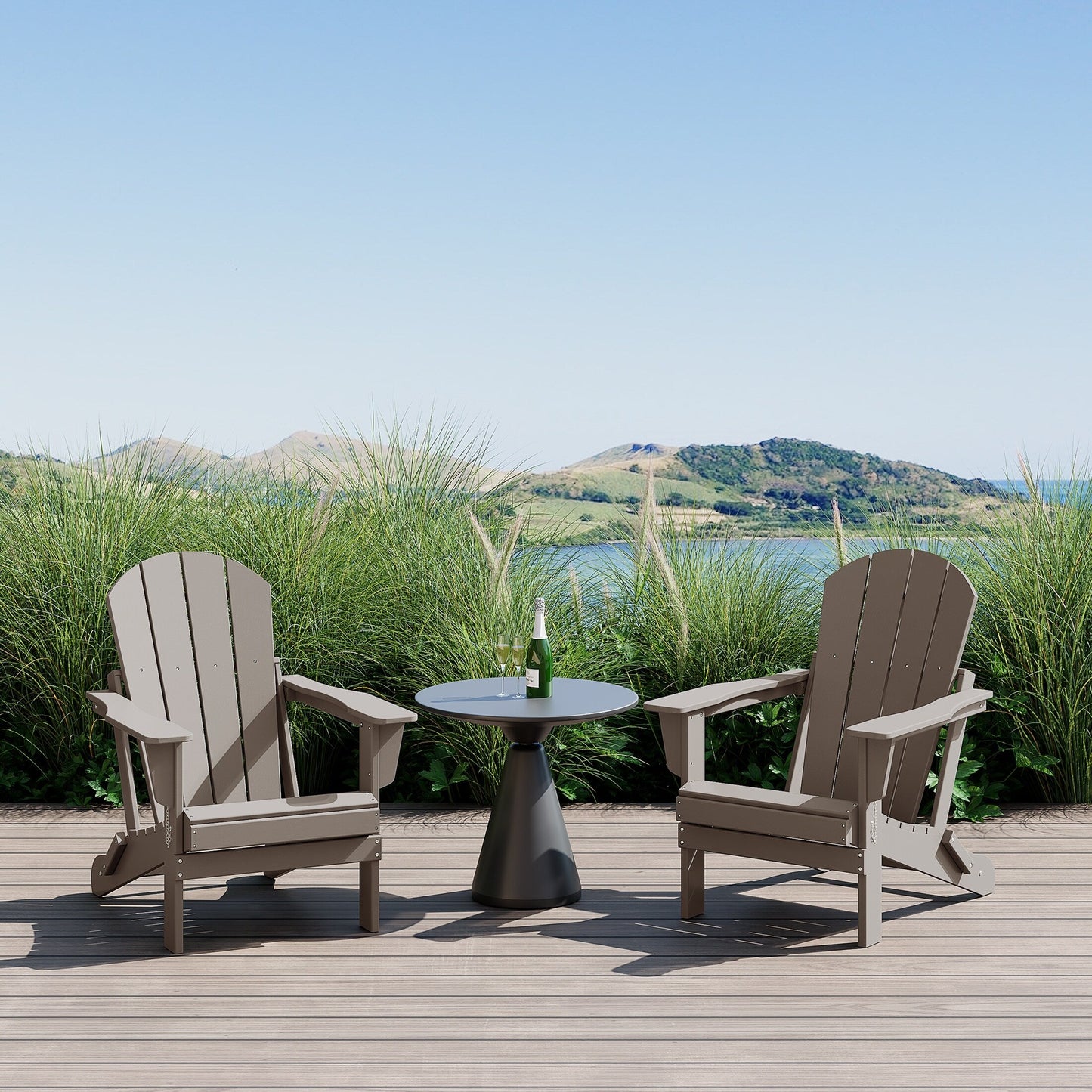 Polytrends Laguna Fauteuils de jardin pliants Adirondack résistants aux intempéries (lot de 2)