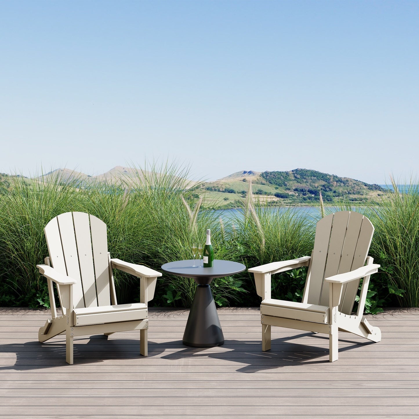 Polytrends Laguna Fauteuils de jardin pliants Adirondack résistants aux intempéries (lot de 2)