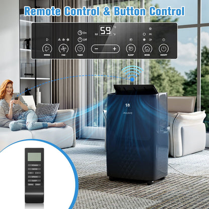 Climatiseur portable avec chauffage – 12000 BTU de refroidissement et 10000 BTU de chauffage pour les pièces jusqu'à 700 pieds carrés.