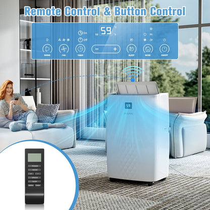 Climatiseur portable avec chauffage – 12000 BTU de refroidissement et 10000 BTU de chauffage pour les pièces jusqu'à 700 pieds carrés.