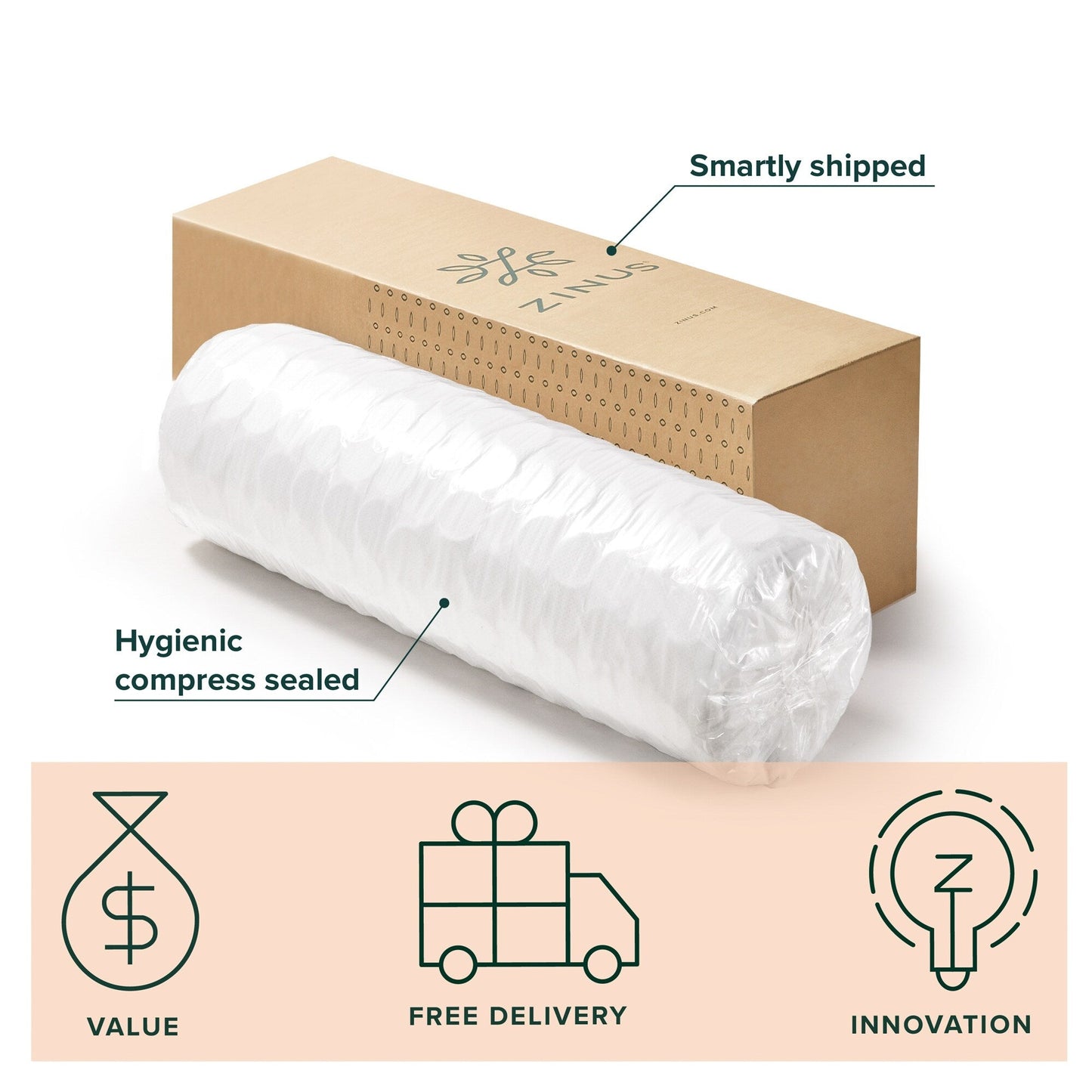 Matelas hybride à ressorts ensachés Priage by ZINUS 8 pouces Comfort Essential