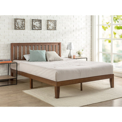 Lit plateforme en bois massif Priage de Zinus, couleur espresso antique.