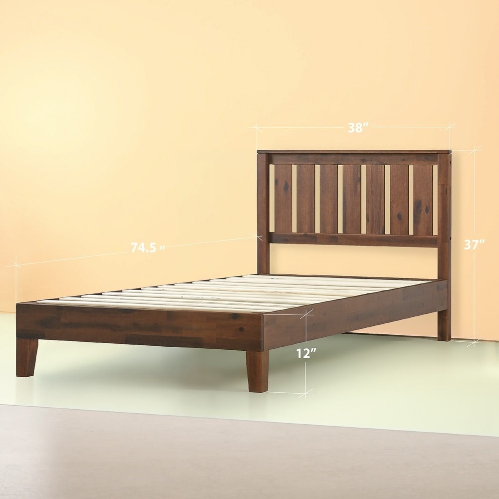 Lit plateforme en bois massif Priage de Zinus, couleur espresso antique.