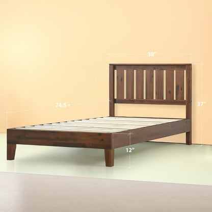 Lit plateforme en bois massif Priage de Zinus, couleur espresso antique.