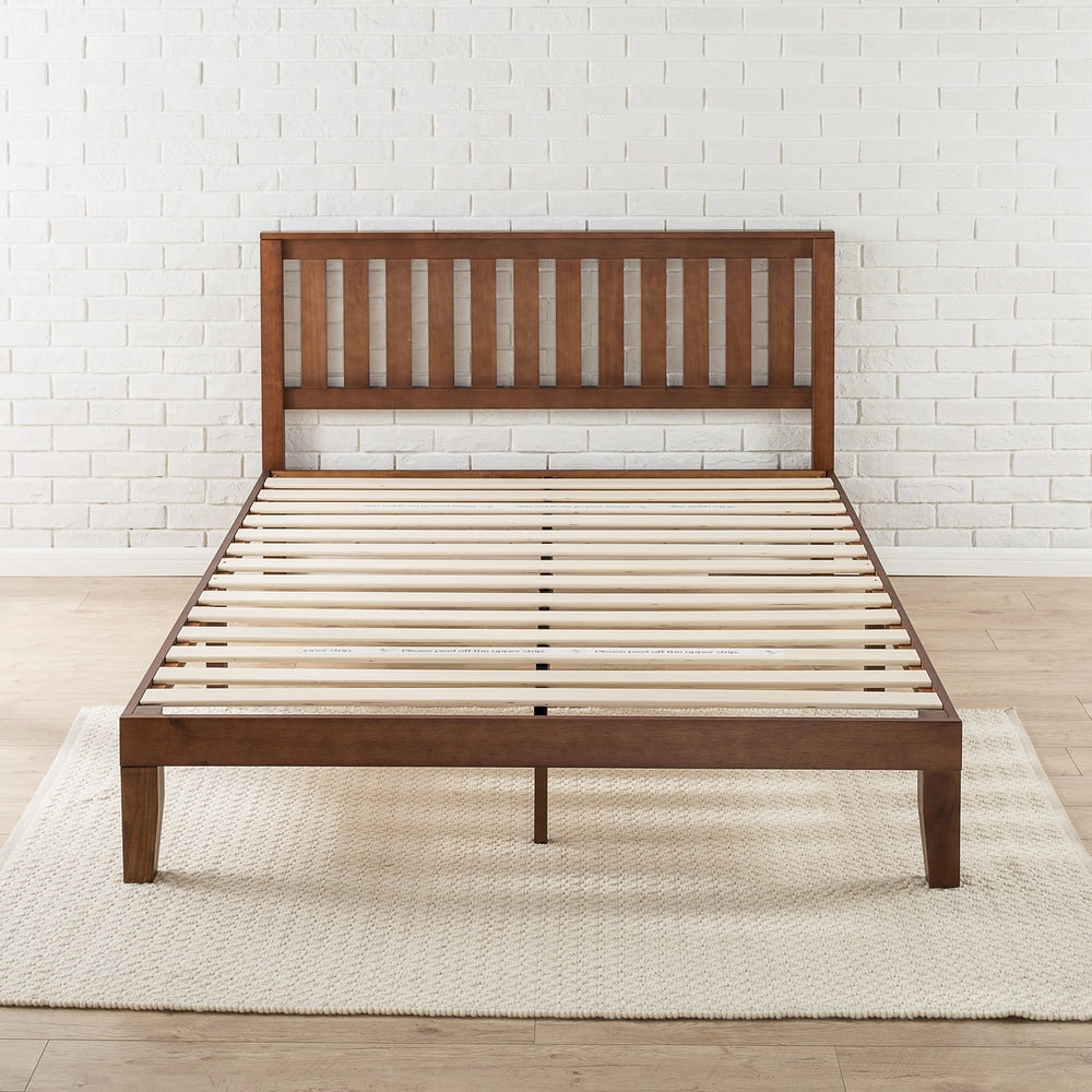 Lit plateforme en bois massif Priage de Zinus, couleur espresso antique.