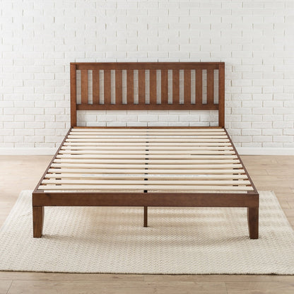 Lit plateforme en bois massif Priage de Zinus, couleur espresso antique.