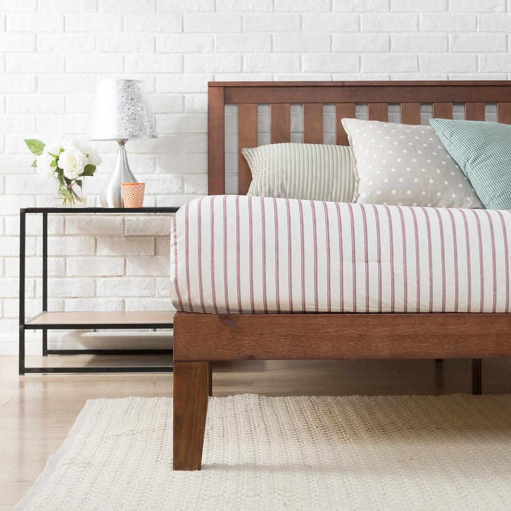 Lit plateforme en bois massif Priage de Zinus, couleur espresso antique.