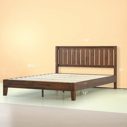 Lit plateforme en bois massif Priage de Zinus, couleur espresso antique.
