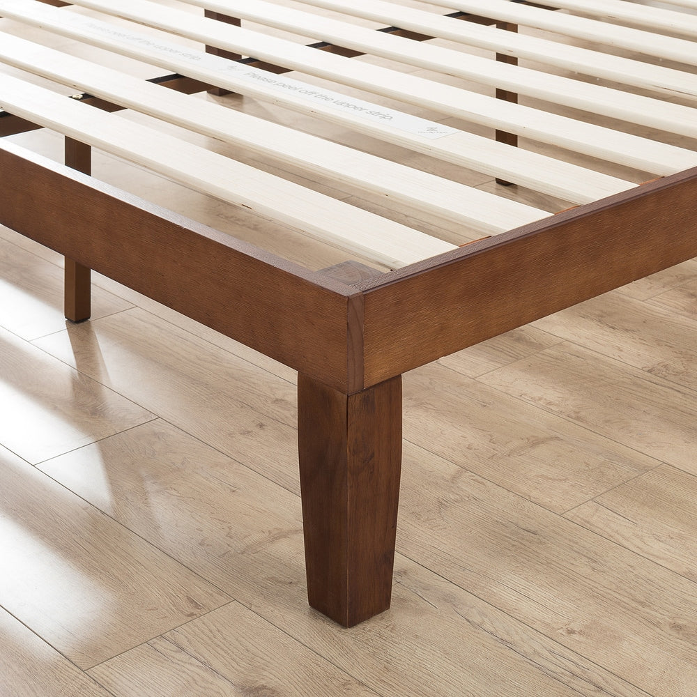 Lit plateforme en bois massif Priage de Zinus, couleur espresso antique.