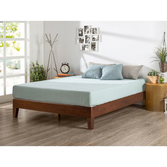 Lit plateforme en bois massif Priage de Zinus, modèle Deluxe Antique Espresso