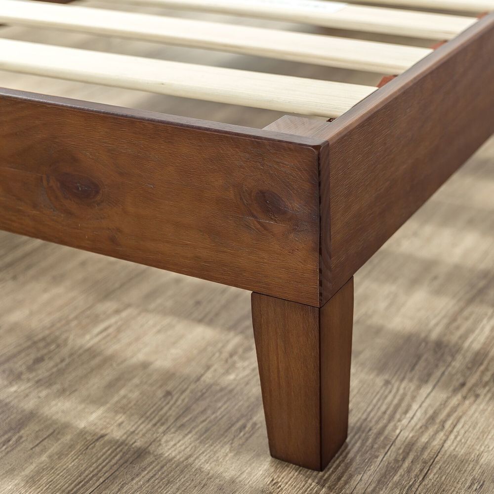 Lit plateforme en bois massif Priage de Zinus, modèle Deluxe Antique Espresso