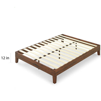 Lit plateforme en bois massif Priage de Zinus, modèle Deluxe Antique Espresso
