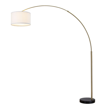 Lampe de sol à arche réglable en acier Q-Max 81 avec abat-jour extra large et socle en marbre