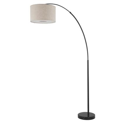 Lampe de sol à arche réglable en acier Q-Max 81 avec abat-jour extra large et socle en marbre