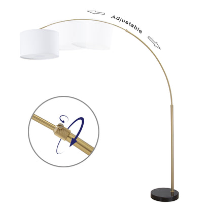 Lampe de sol à arche réglable en acier Q-Max 81 avec abat-jour extra large et socle en marbre