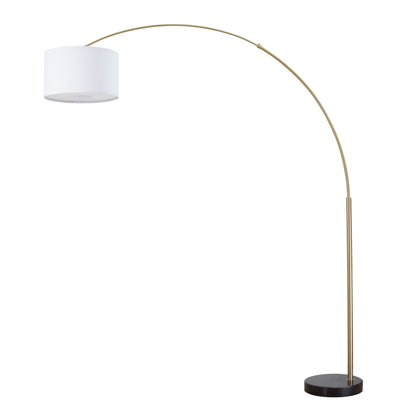 Lampe de sol à arche réglable en acier Q-Max 81 avec abat-jour extra large et socle en marbre