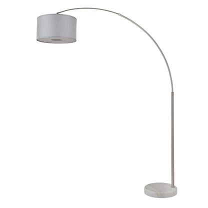 Lampe de sol à arche réglable en acier Q-Max 81 avec abat-jour extra large et socle en marbre