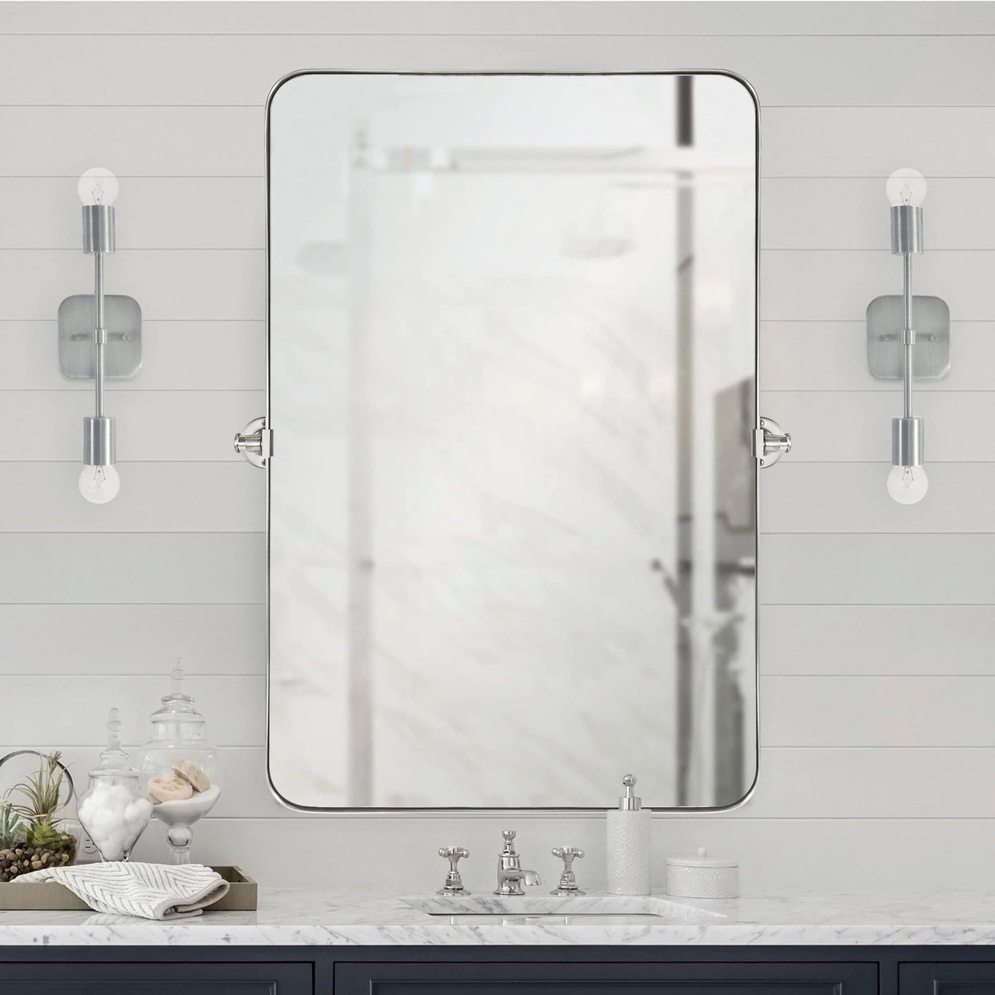 TEHOME Jonathan Miroir mural rectangulaire pivotant et inclinable en métal