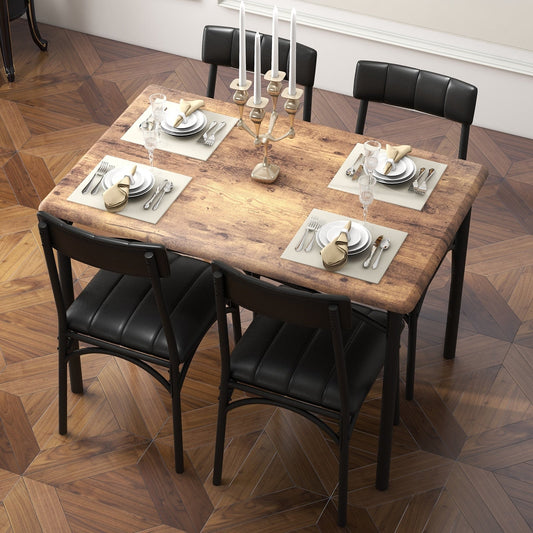 Ensemble de table à manger rectangulaire pour 4 personnes avec chaises rembourrées