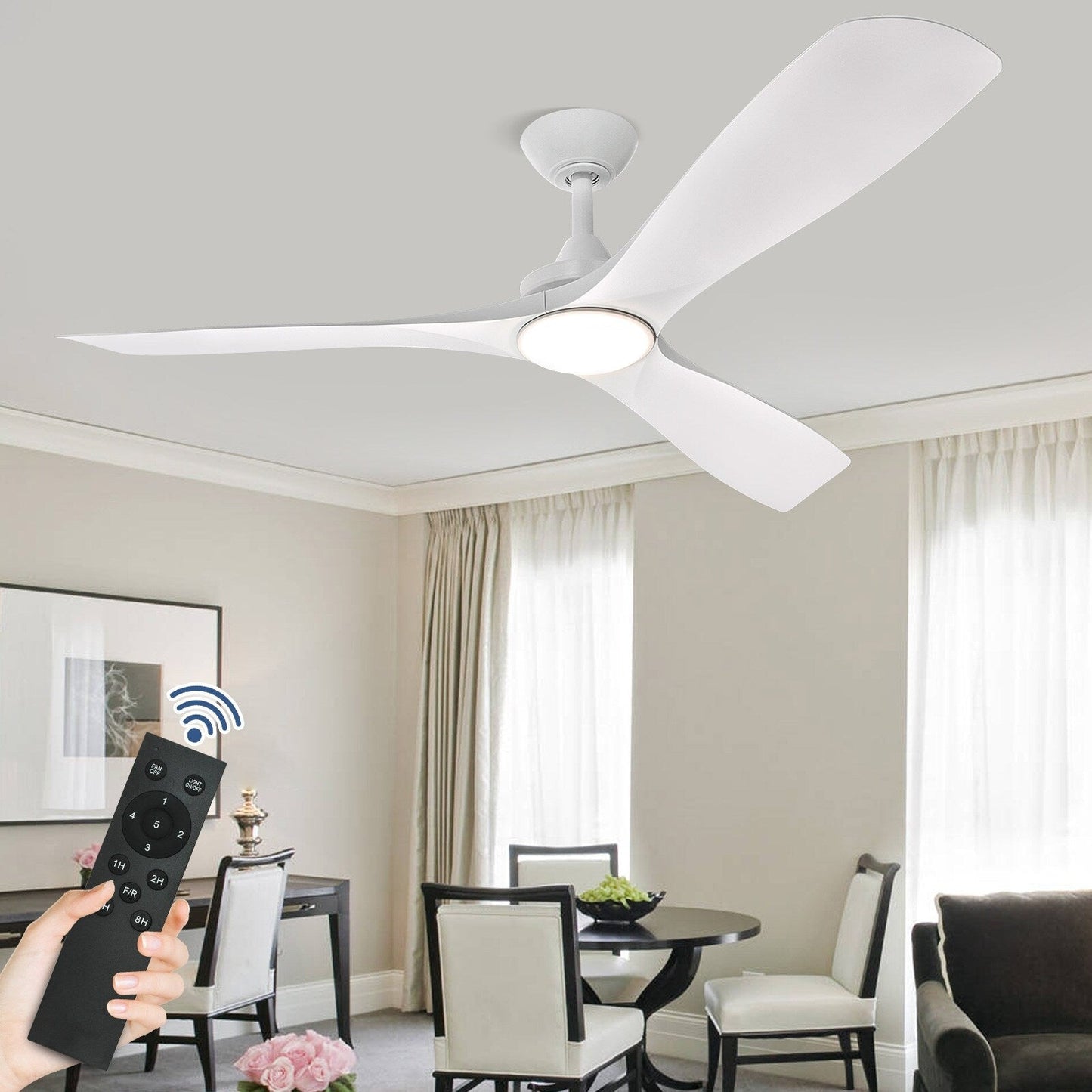 Ventilateur de plafond à télécommande avec éclairage, à montage encastré