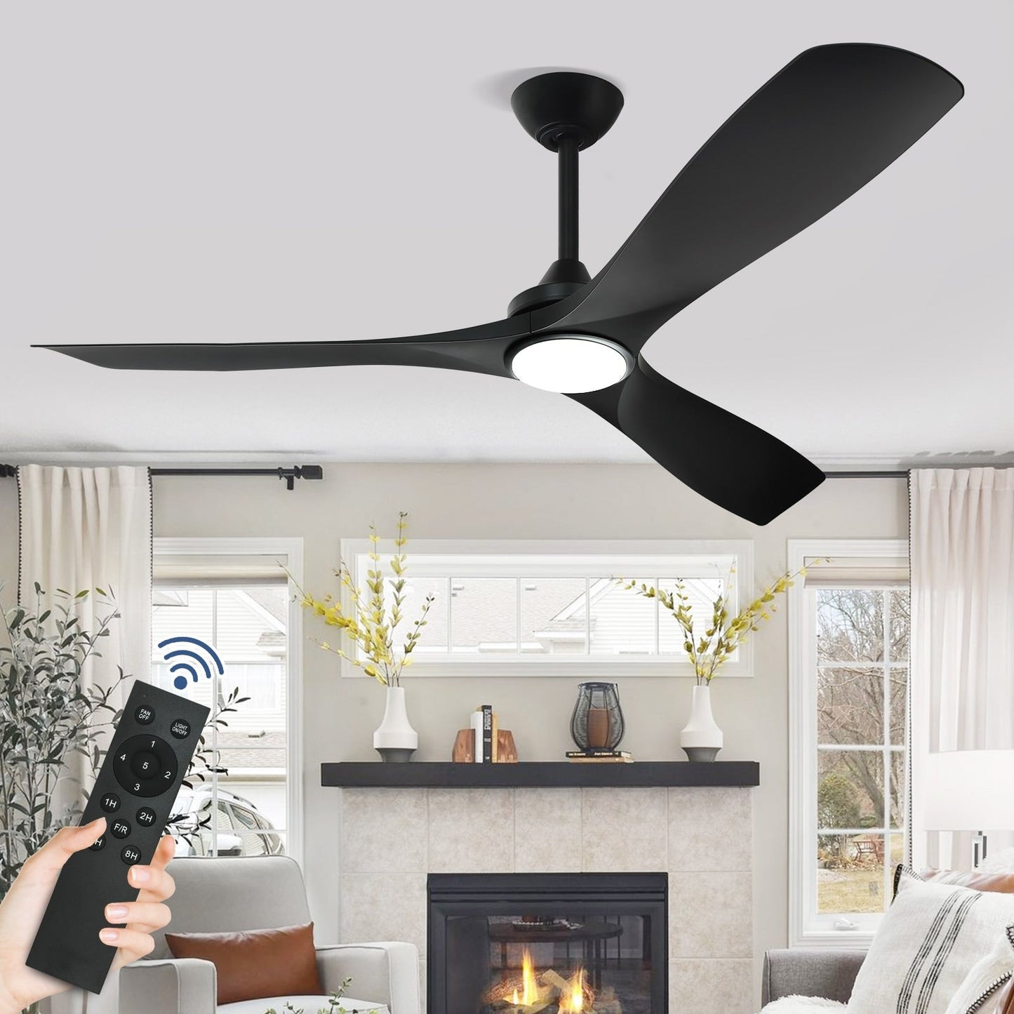 Ventilateur de plafond à télécommande avec éclairage, à montage encastré