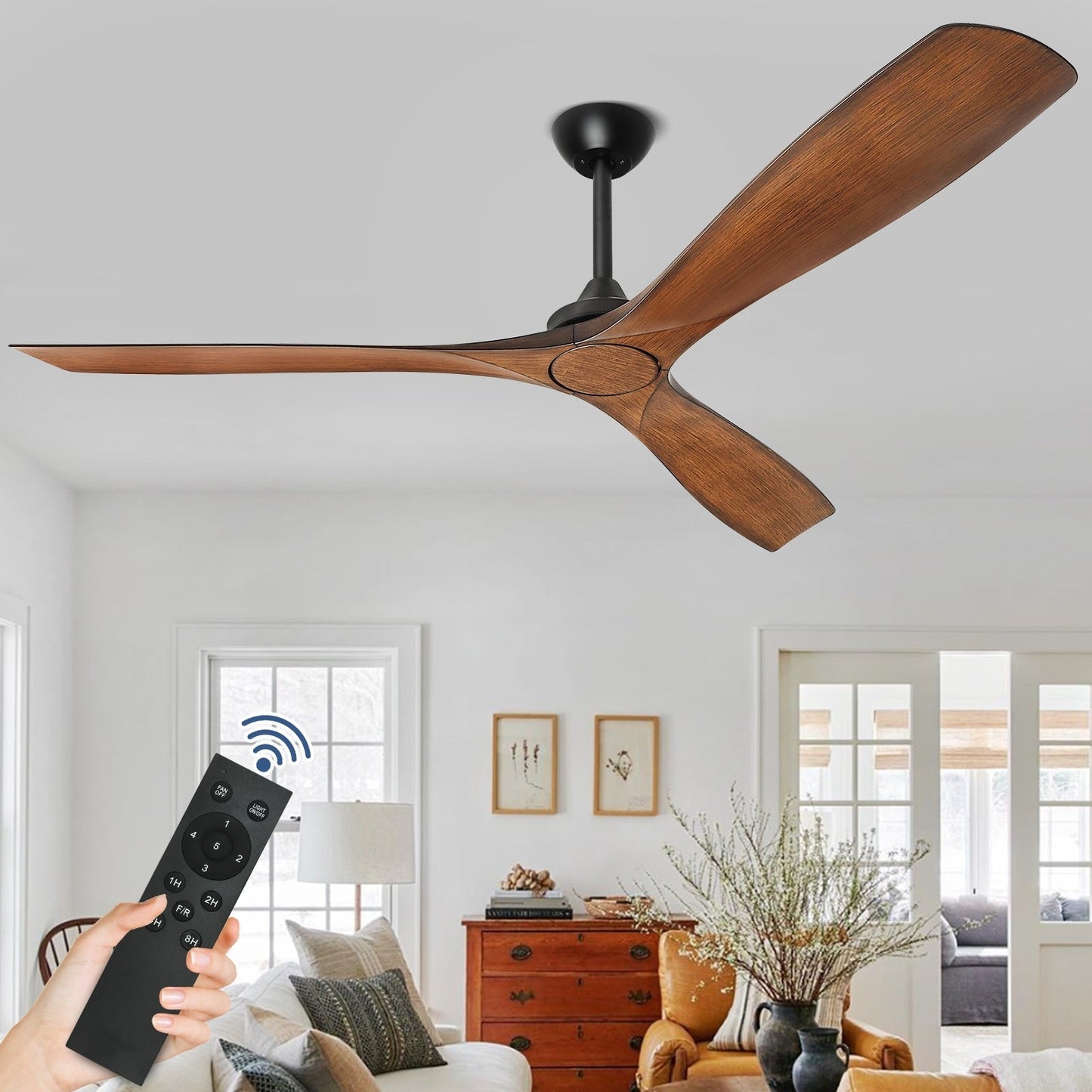 Ventilateur de plafond à télécommande avec éclairage, à montage encastré