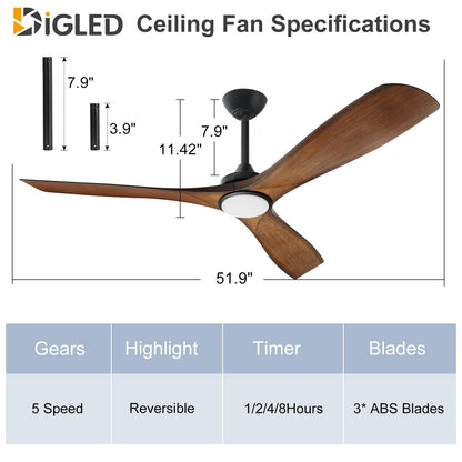 Ventilateur de plafond à télécommande avec éclairage, à montage encastré